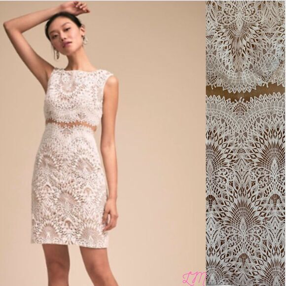 Bhldn Sparks Fly Dress Terani Couture‎ White Lace Illusion Waist Size 6